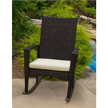 Tortuga Outdoor Bayview Wicker Outdoor Rocking Chairs and Side Table Set, Includes Tan Cushions