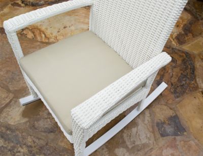 Image showing  Bayview Wicker Outdoor Rocking Chairs and Side Table Set, Includes Tan Cushions