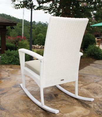 Image showing 5 th Tortuga Outdoor Bayview Wicker Outdoor Rocking Chairs and Side Table Set, Includes Tan Cushions