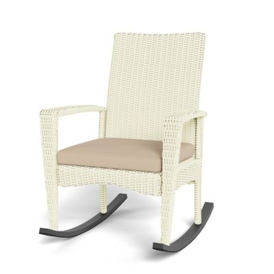 Image showing 6 th Tortuga Outdoor Bayview Wicker Outdoor Rocking Chairs and Side Table Set, Includes Tan Cushions