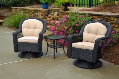 Tortuga Outdoor 3 pc. Biloxi Wicker Bistro Set, Includes Outdoor Glider, 2 Swivel Chairs and Bistro Table