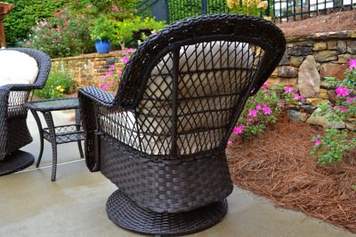 Image showing  3 pc. Biloxi Wicker Bistro Set, Includes Outdoor Glider, 2 Swivel Chairs and Bistro Table