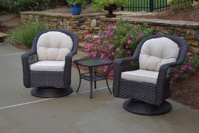 Tortuga Outdoor 3 pc. Biloxi Wicker Bistro Set, Includes Outdoor Glider, 2 Swivel Chairs and Bistro Table -  BIL-3PC-ESPRESSO