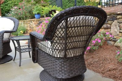 Image showing  3 pc. Biloxi Wicker Bistro Set, Includes Outdoor Glider, 2 Swivel Chairs and Bistro Table