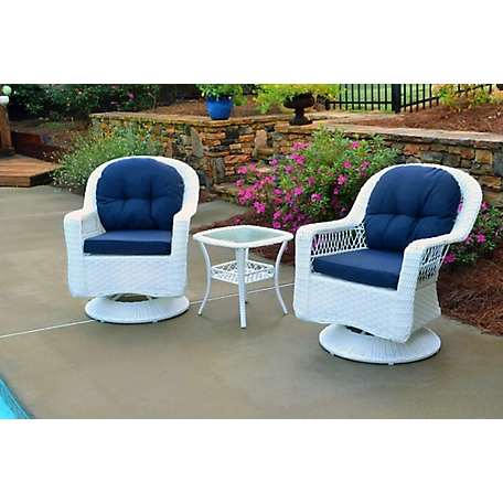 Tortuga Outdoor 3 pc. Biloxi Wicker Bistro Set, Includes Outdoor Glider, 2 Swivel Chairs and Bistro Table