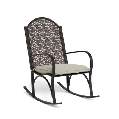 Tortuga Outdoor Garden Metal Outdoor Rocking Chair, Includes Light Tan Cushions