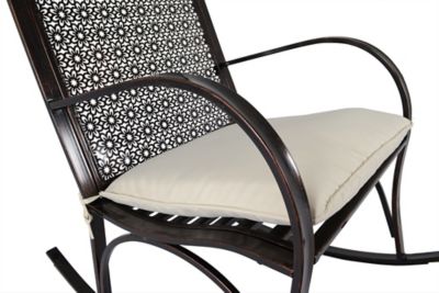 Image showing  Metal Garden Rocking Chair, Includes Light Tan Cushions