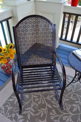 Image showing 6 th Tortuga Outdoor Metal Garden Rocking Chair, Includes Light Tan Cushions