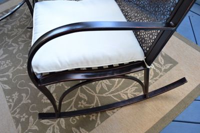 Image showing 7 th Tortuga Outdoor Metal Garden Rocking Chair, Includes Light Tan Cushions