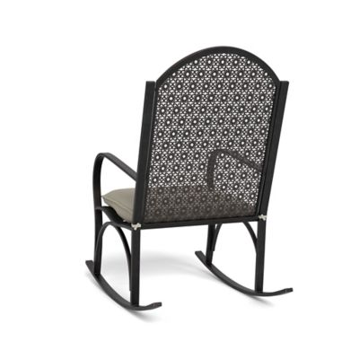 Image showing 9 th Tortuga Outdoor Metal Garden Rocking Chair, Includes Light Tan Cushions