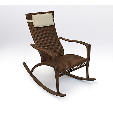 Tortuga Outdoor Maracay Tree Bark Wicker Oversize Outdoor Rocking Chair with Head Cushion