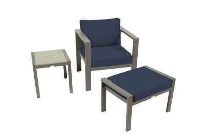 Tortuga Outdoor 3 pc. Lakeview Aluminum Outdoor Lounge Chair Set, Navy