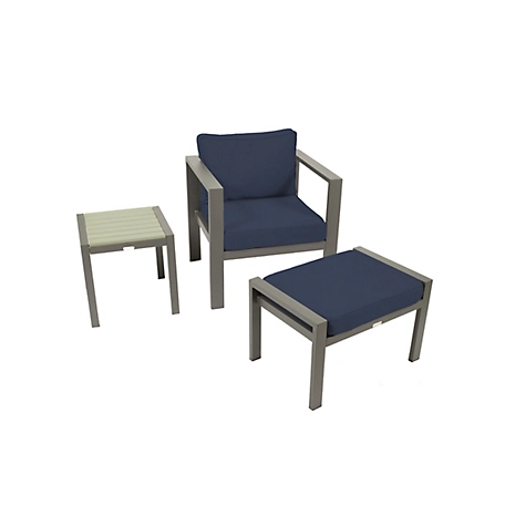 Tortuga Outdoor 3 pc. Lakeview Aluminum Outdoor Lounge Chair Set, Navy