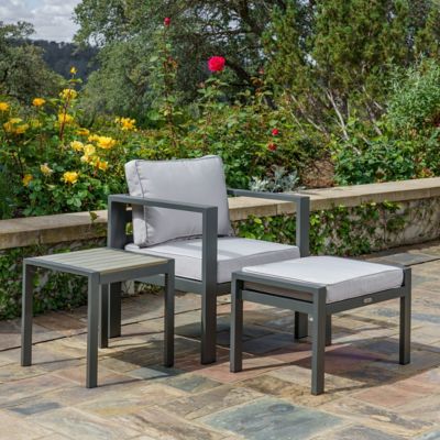 Tortuga Outdoor 3 pc. Lakeview Aluminum Outdoor Lounge Chair Set, Gray