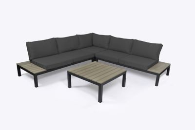 Tortuga Outdoor Lakeview Aluminum Outdoor Sectional Set, Charcoal Gray Cushions
