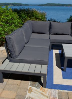 Image showing  Lakeview Aluminum Outdoor Sectional Set, Charcoal Gray Cushions