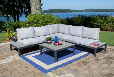Tortuga Outdoor 4 pc. Lakeview Aluminum Outdoor Sectional Set, Includes Light Gray Cushions