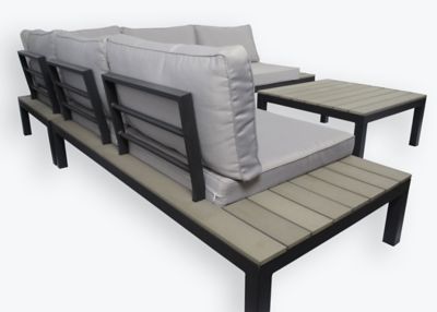 Image showing  4 pc. Lakeview Aluminum Outdoor Sectional Set, Includes Light Gray Cushions