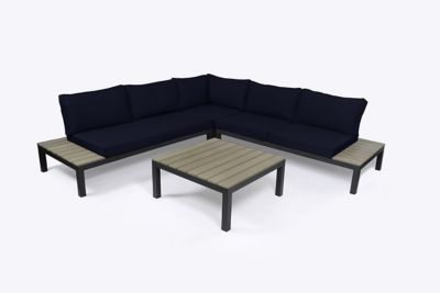Tortuga Outdoor Lakeview Aluminum Outdoor Sectional Set, Includes Navy Cushions