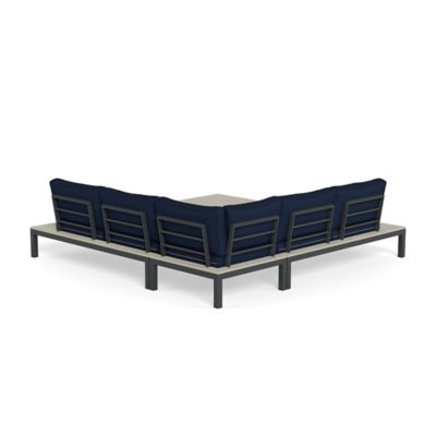 Image showing 9 th Tortuga Outdoor Lakeview Aluminum Outdoor Sectional Set, Includes Navy Cushions