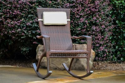 Tortuga Outdoor Maracay Wicker Oversize Outdoor Rocking Chair with Head Cushion