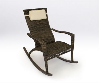 Tortuga Outdoor Maracay Wicker Oversize Outdoor Rocking Chair with Head Cushion