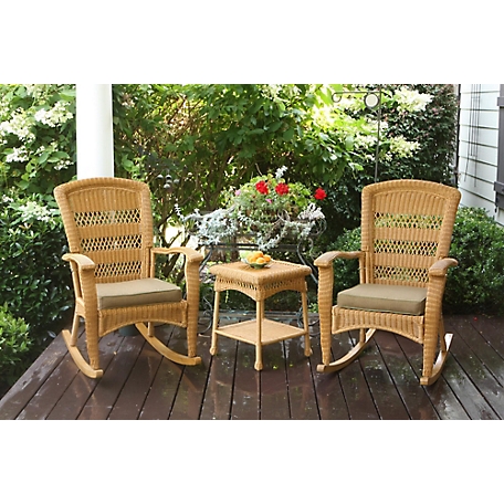 Tortuga Outdoor 3 pc. Portside Plantation Wicker Outdoor Rocking Chair Set