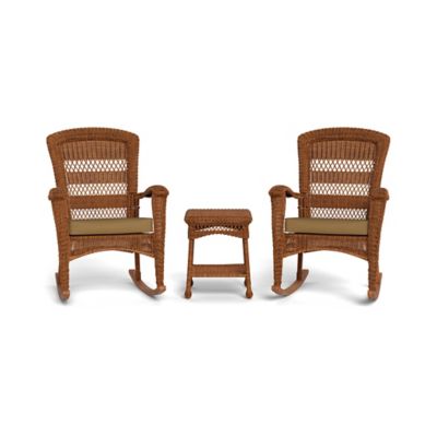 Tortuga Outdoor 3 pc. Portside Plantation Wicker Outdoor Rocking Chair ...