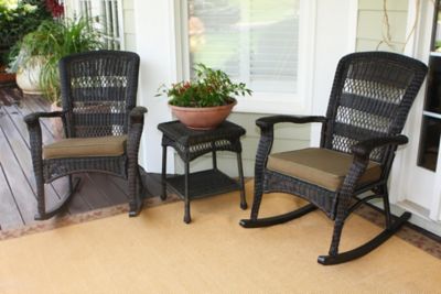 Tortuga Outdoor 3 pc. Portside Plantation Wicker Outdoor Rocking Chair Set -  PSR2-P-DK