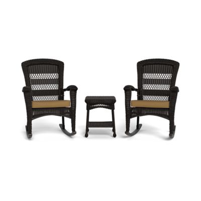 Image showing  3 pc. Portside Plantation Wicker Outdoor Rocking Chair Set