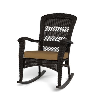Image showing 5 th Tortuga Outdoor 3 pc. Portside Plantation Wicker Outdoor Rocking Chair Set