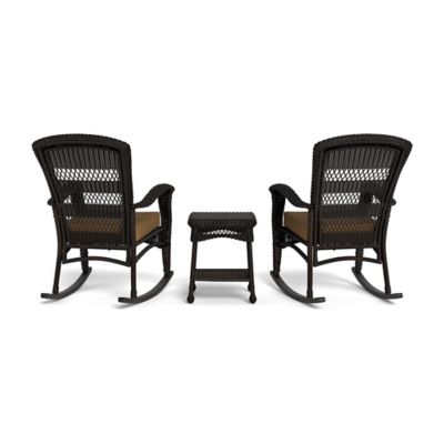 Image showing 6 th Tortuga Outdoor 3 pc. Portside Plantation Wicker Outdoor Rocking Chair Set