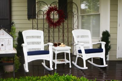 Tortuga Outdoor 3 pc. Portside Plantation Wicker Outdoor Rocking Chair Set -  PSR2-P-WH