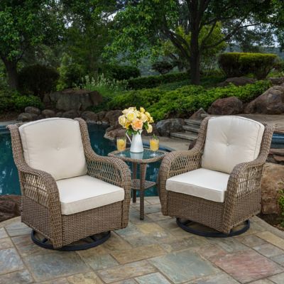 Tortuga Outdoor 3 pc. Rio Vista Wicker Outdoor Bistro Set, Includes Beige Cushions