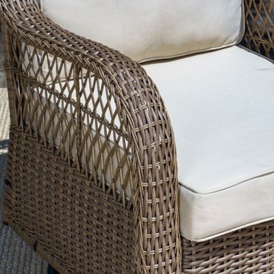Image showing  Rio Vista Swivel Wicker Outdoor Rocking Chair, Includes Beige Cushions