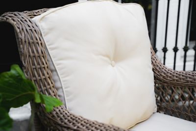 Image showing  Rio Vista Swivel Wicker Outdoor Rocking Chair, Includes Beige Cushions