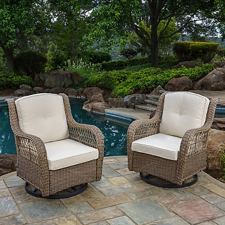 Tortuga Outdoor 2 pc. Rio Vista Wicker Outdoor Swivel Glider Chair Set, Includes Beige Cushions