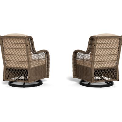 Image showing  2 pc. Rio Vista Wicker Outdoor Swivel Glider Chair Set, Includes Beige Cushions