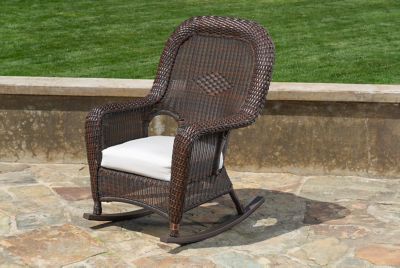 Tortuga Outdoor Sea Pines Java Wicker Outdoor Rocking Chair, Includes Sunbrella Canvas