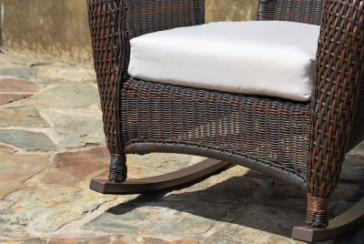 Image showing  Sea Pines Java Wicker Outdoor Rocking Chair, Includes Sunbrella Canvas
