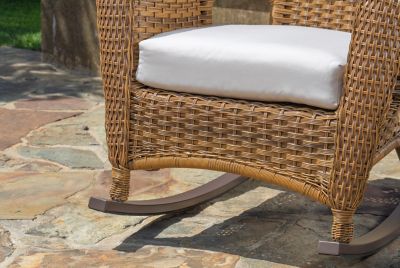 Image showing  3 pc. Sea Pines Mojave Wicker Outdoor Rocking Chair Set with Sunbrella, Canvas