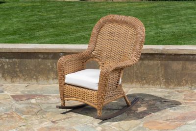 Image showing 5 th Tortuga Outdoor 3 pc. Sea Pines Mojave Wicker Outdoor Rocking Chair Set with Sunbrella, Canvas