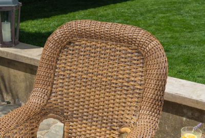 Image showing 8 th Tortuga Outdoor 3 pc. Sea Pines Mojave Wicker Outdoor Rocking Chair Set with Sunbrella, Canvas