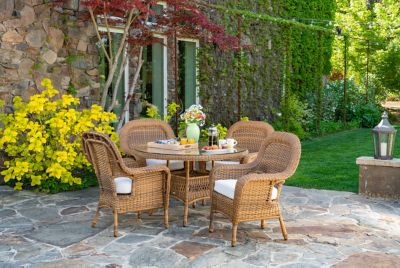 Tortuga Outdoor 5 pc. Sea Pines Mojave Wicker Outdoor Dining Set, Includes Sunbrella and Canvas Cushions