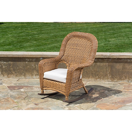 Tortuga Outdoor Sea Pines Mojave Wicker Outdoor Rocking Chair, Includes Sunbrella Canvas and Canvas Cushion