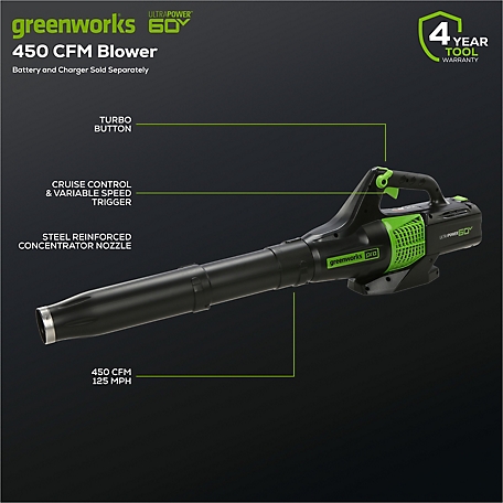 Greenworks Pro 60V 130 MPH 610 CFM Lithium-Ion Brushless Cordless Handheld  Blower with 2.5 Ah Battery and Charger, 2419402VT at Tractor Supply Co.