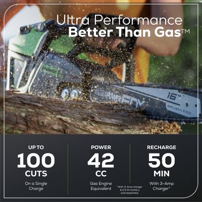 Image showing  16 in. 60V Cordless Chainsaw, Battery and Charger Not Included, 0.050 in. Gauge