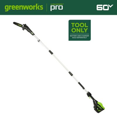 Greenworks 60V Cordless Lithium-Ion Battery Brushless 10 in. Pole Saw, 14.5 ft. Reach, Tool Only, 1405602T