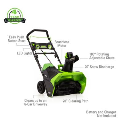 Image showing  20 in. 60V Single-Stage Cordless Snow Blower, Battery and Charger Not Included