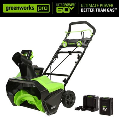 Greenworks 20 in. Push Cordless 60V Brushless Single Stage Snow Blower, 5.0Ah Battery and Charger Included